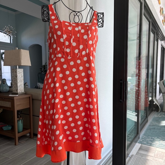 NWT AFRM Orange Polka Dot Dress Sz L - Picture 1 of 8